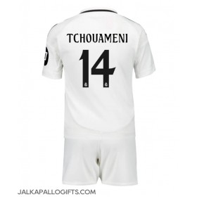 Real Madrid Aurelien Tchouameni #14 Koti Peliasu Lasten 2024-25 Lyhythihainen (+ Lyhyet housut)